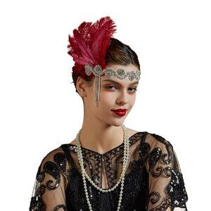 Flapper Headband for Women Red
